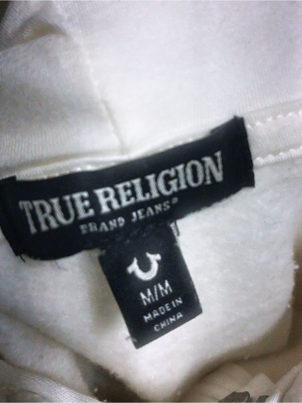 True Religion Cream Sweatshirt with Pink Buddha Guitar Graphic - Picture 3 of 4